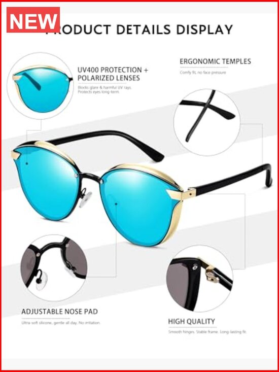 Polarized Cat Eye Sunglasses with UV400 Protection